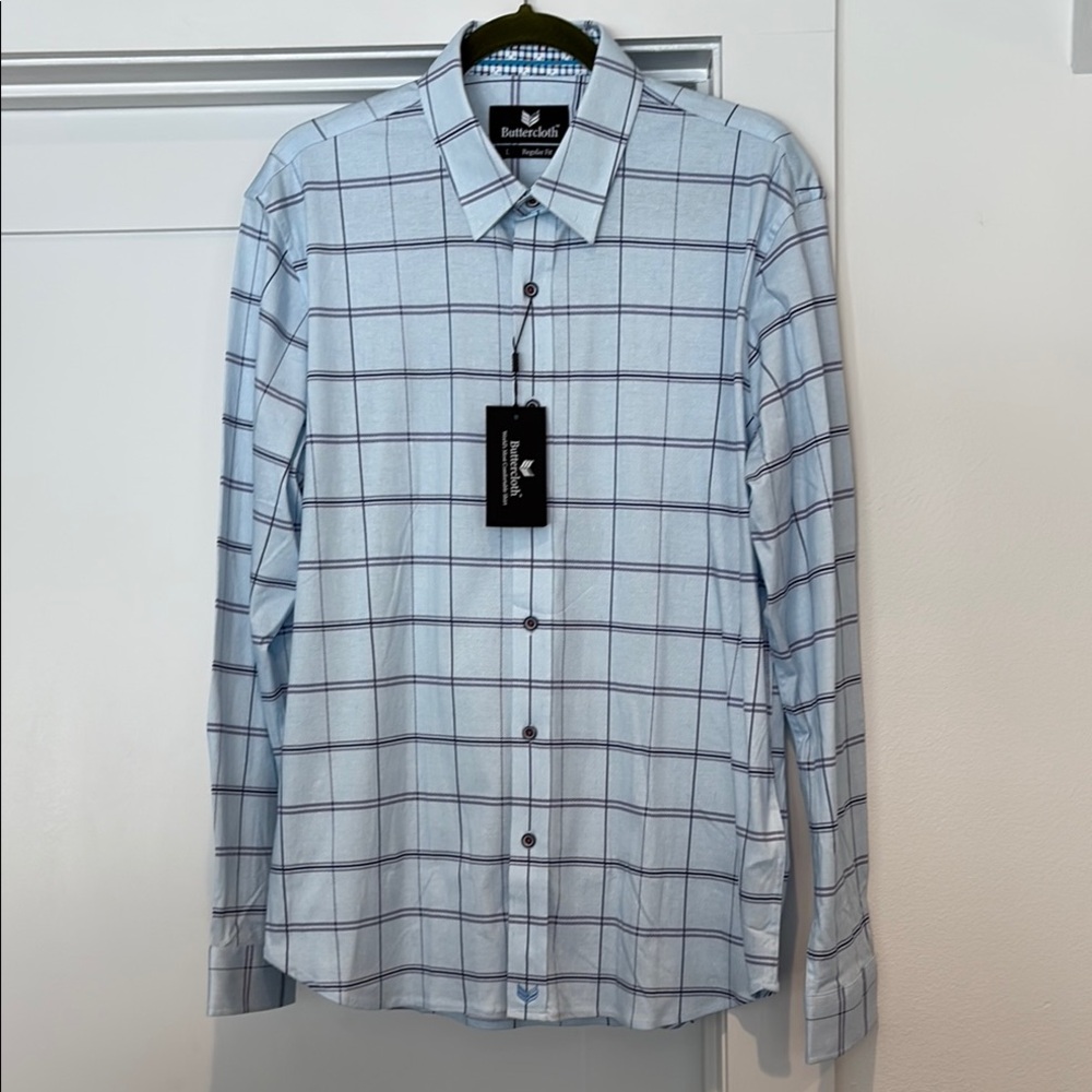 Blue and White Casual Button Down Shirt Modern Fit